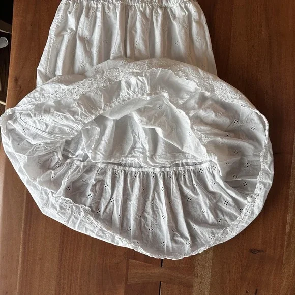 Gap‎ Dress Womens Small White Eyelet Lace Midi Ruffle Flutter Sleeve Sundress - Picture 9 of 11